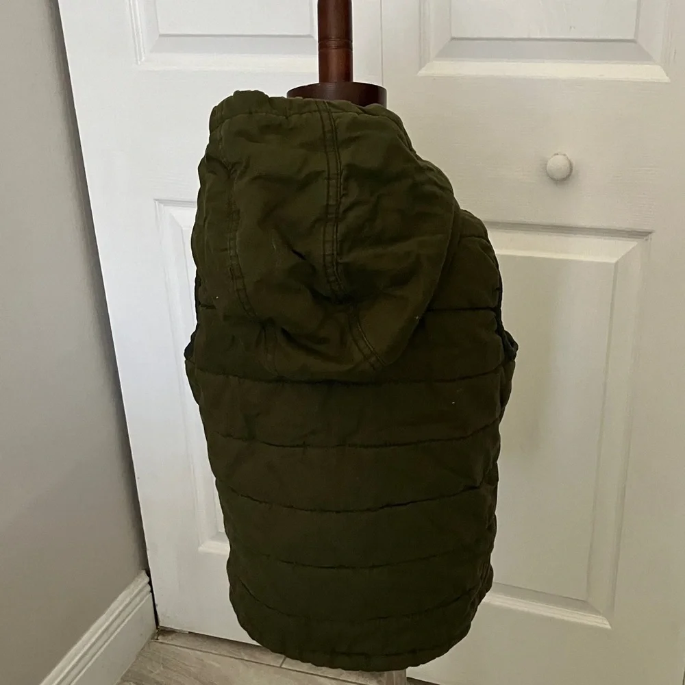 OLD NAVY Green Hooded Cotton quilt puff Vest for Toddler Boys | 5T